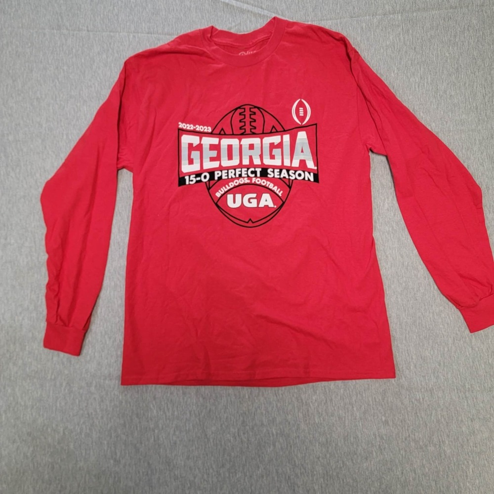 Blue 84 Georgia Bulldogs 15-0 Perfect Season Long Sleeve Shirt Mens Large Red